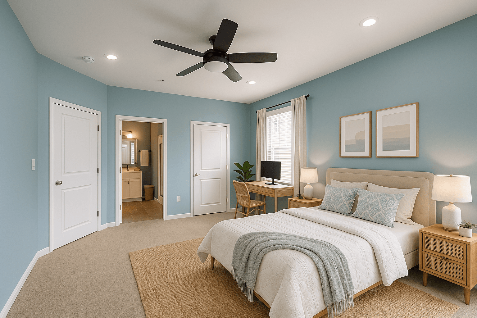 Virtually stage this living room for an Airbnb listing